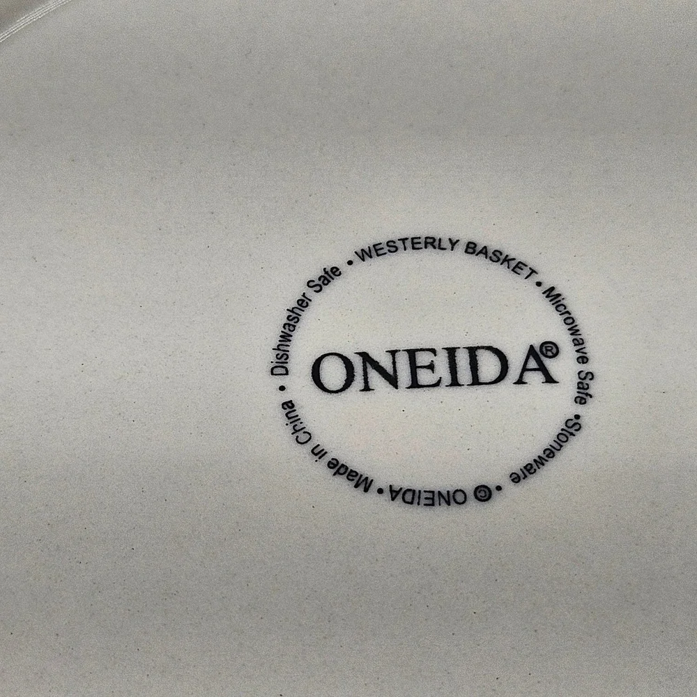 Oneida Westerly Basket White Stoneware Salad Plates Set of 3 Basketweave 7.75